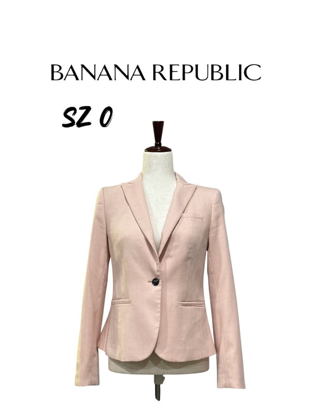 Banana Republic Light Pink Herringbone One-Button Blazer Suit Jacket Size 0